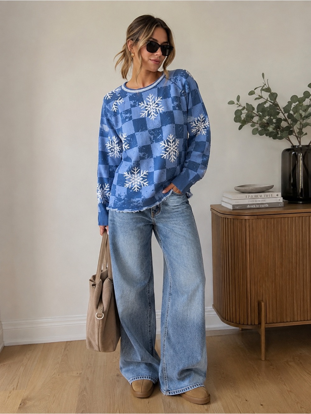 Parkhurst 100% Cotton Snowflake Sweater Made in Canada Blue M